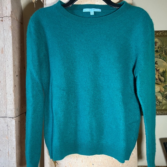 EUC ANTONIO MELANI 100% cashmere green sweater size XL - Picture 1 of 7